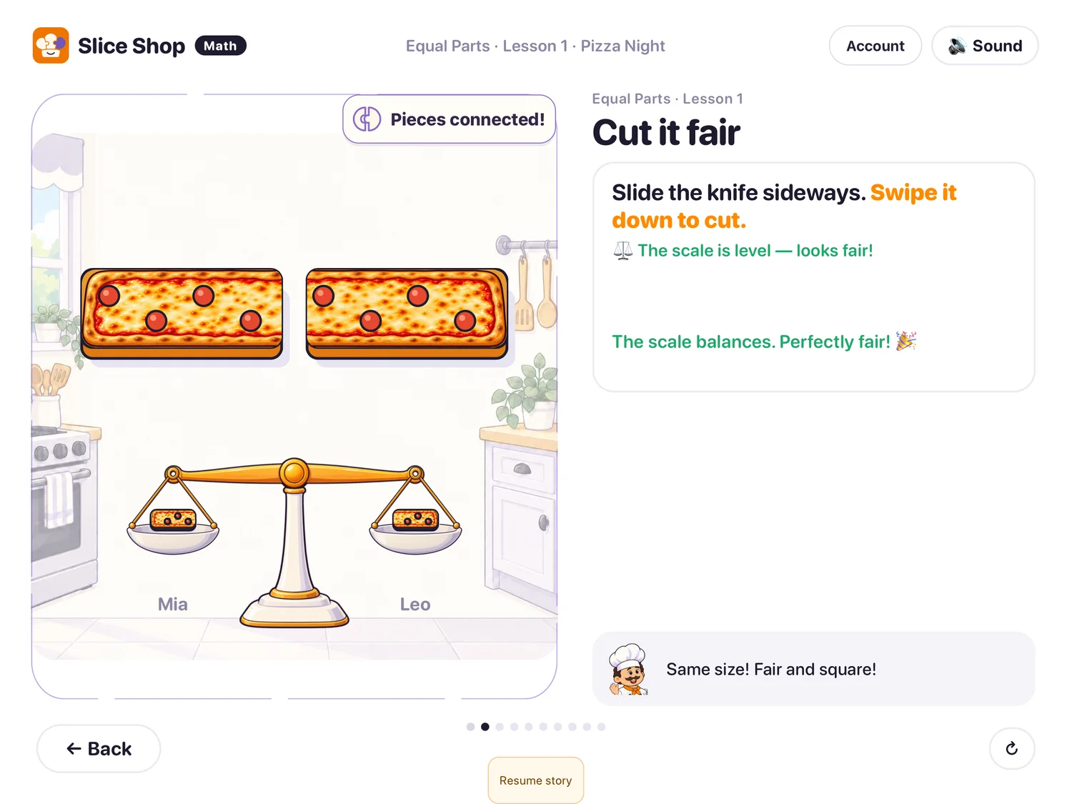 Slice Shop fraction lesson on iPad