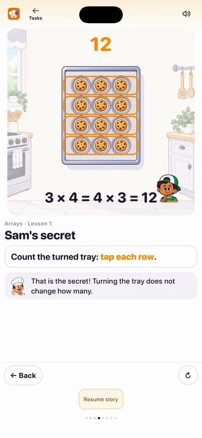 Slice Shop multiplication lesson on iPhone